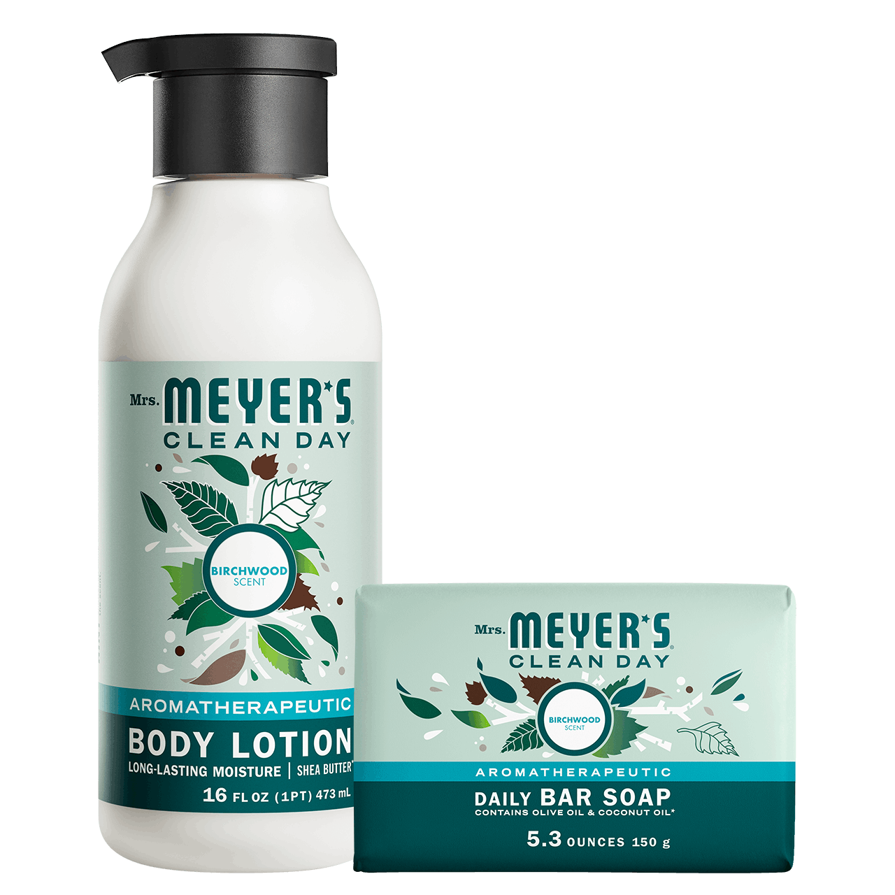 Mrs. Meyers Birchwood Bar Soap and Body Lotion Set - with Daily Cleansing