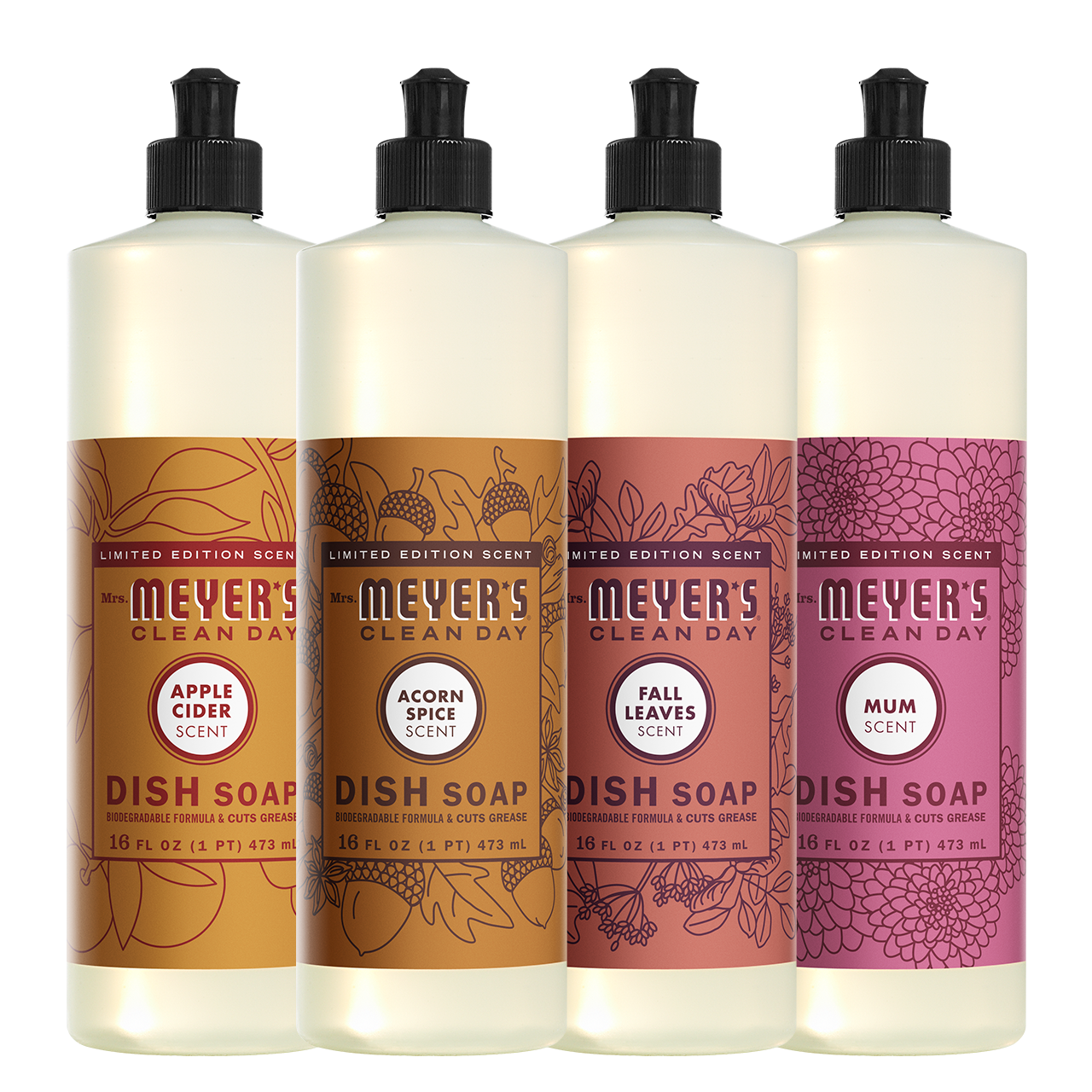 Mrs. Meyers Fall Seasonal Dish Soap Collection - with Kitchen Cleanup