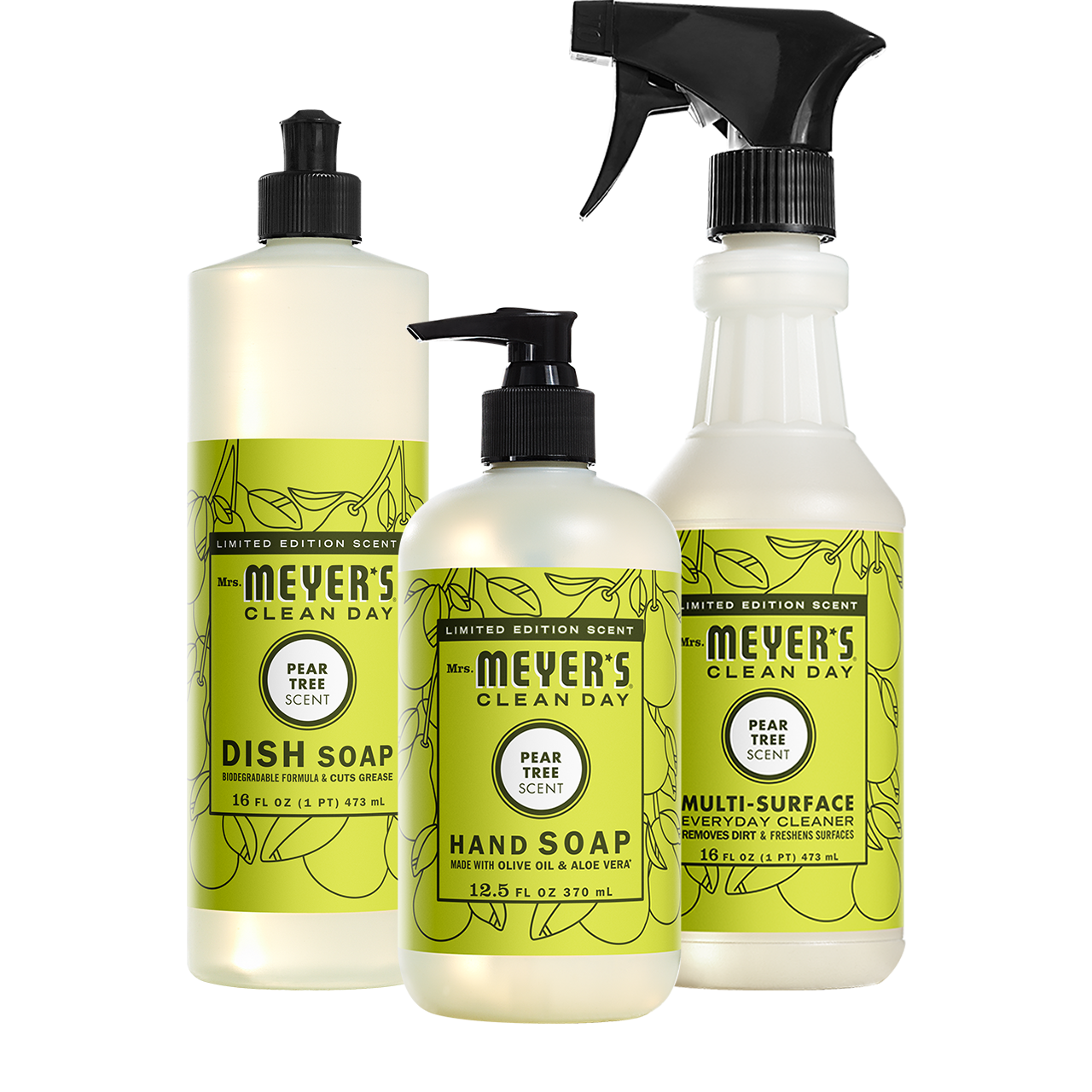 Mrs. Meyers Pear Tree Kitchen Basics Set - with Everyday Cleansing
