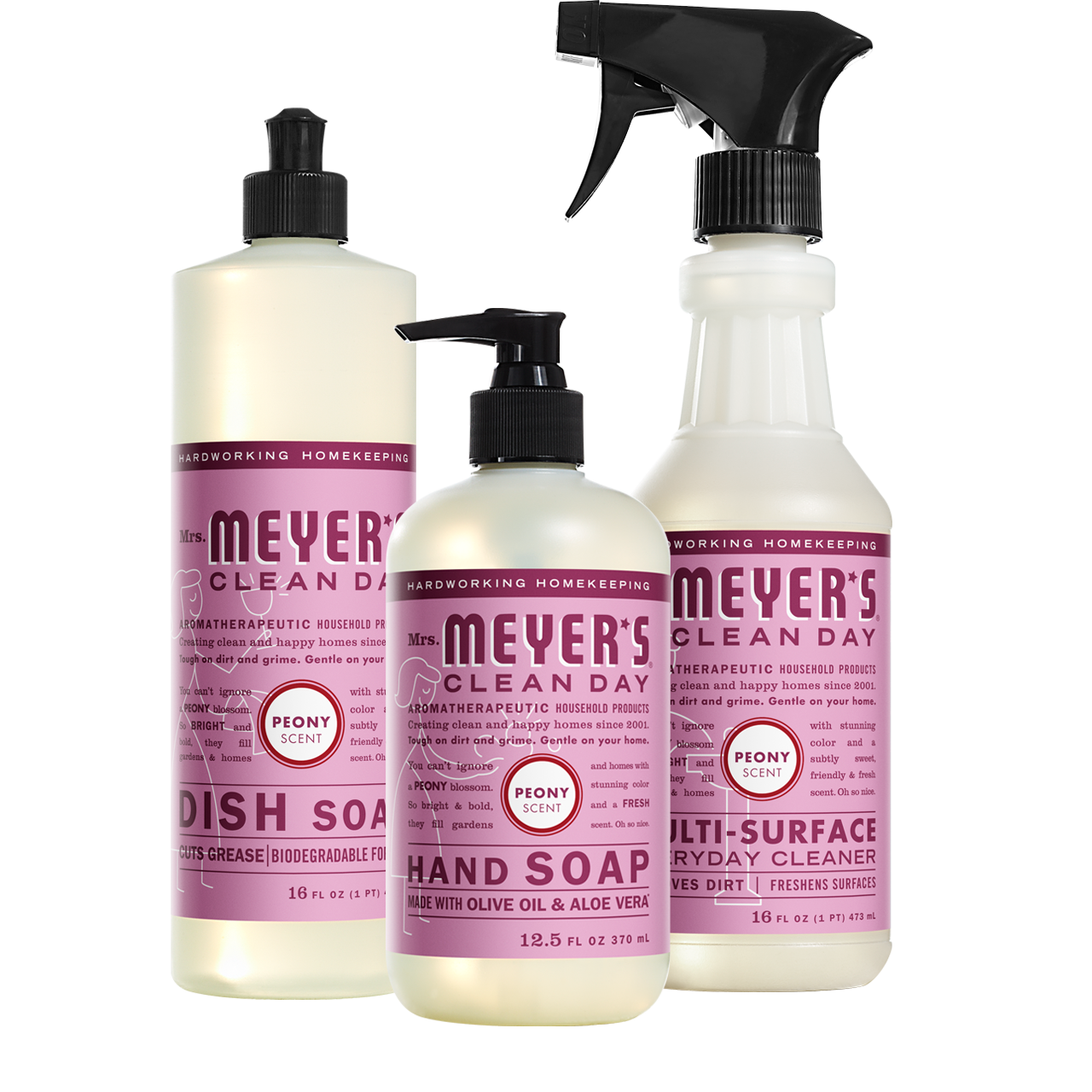 Mrs. Meyers Peony Kitchen Basics Set - with Everyday Cleansing