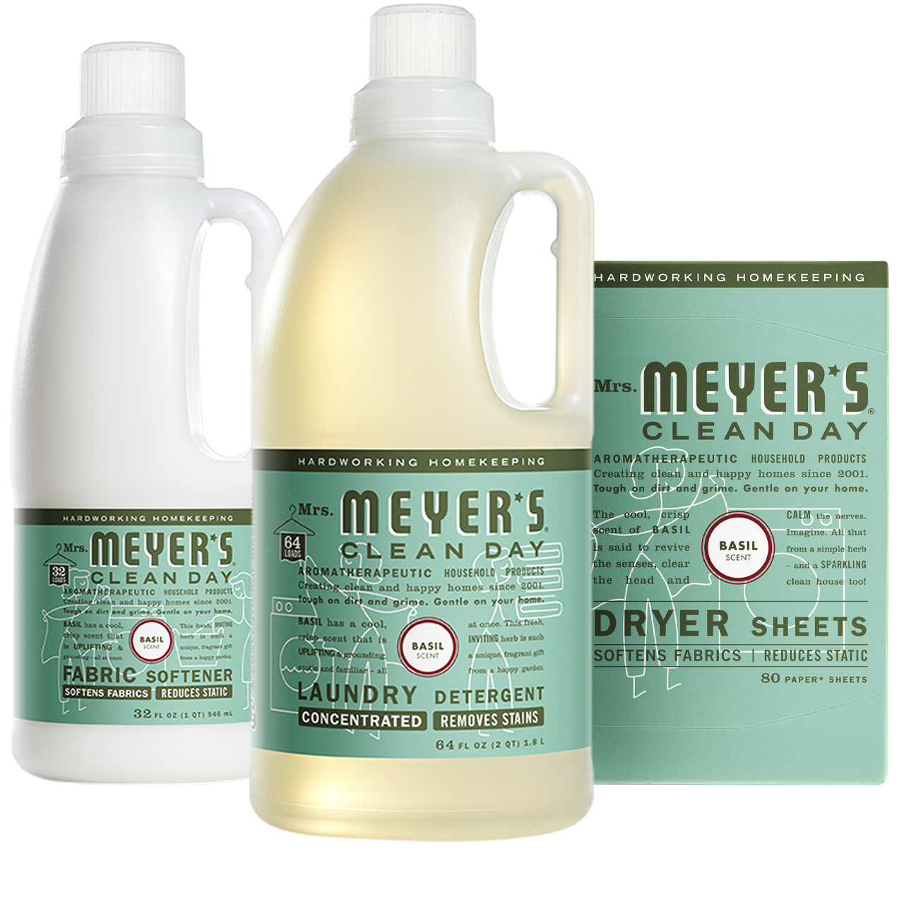 Mrs. Meyers Basil Laundry Set - with Everyday Fabric Care