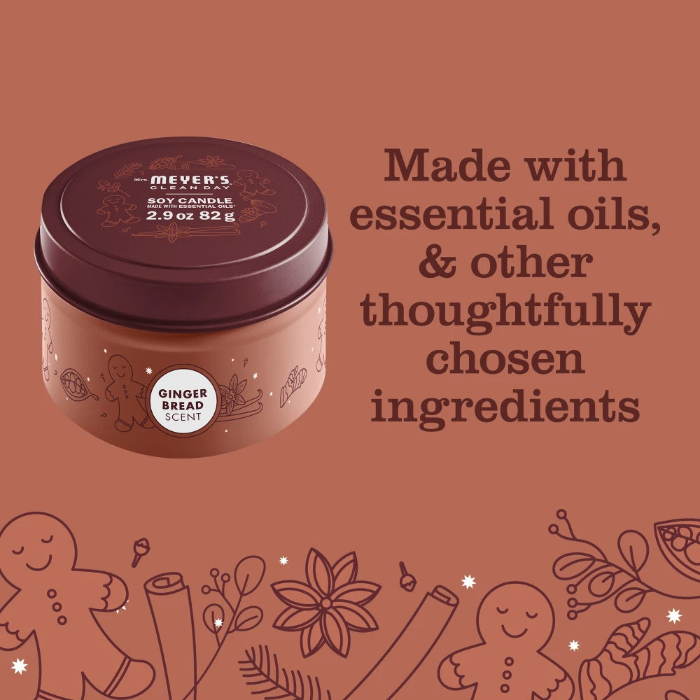 Mrs. Meyers Gingerbread Tin Candle - with Garden-Inspired Scent