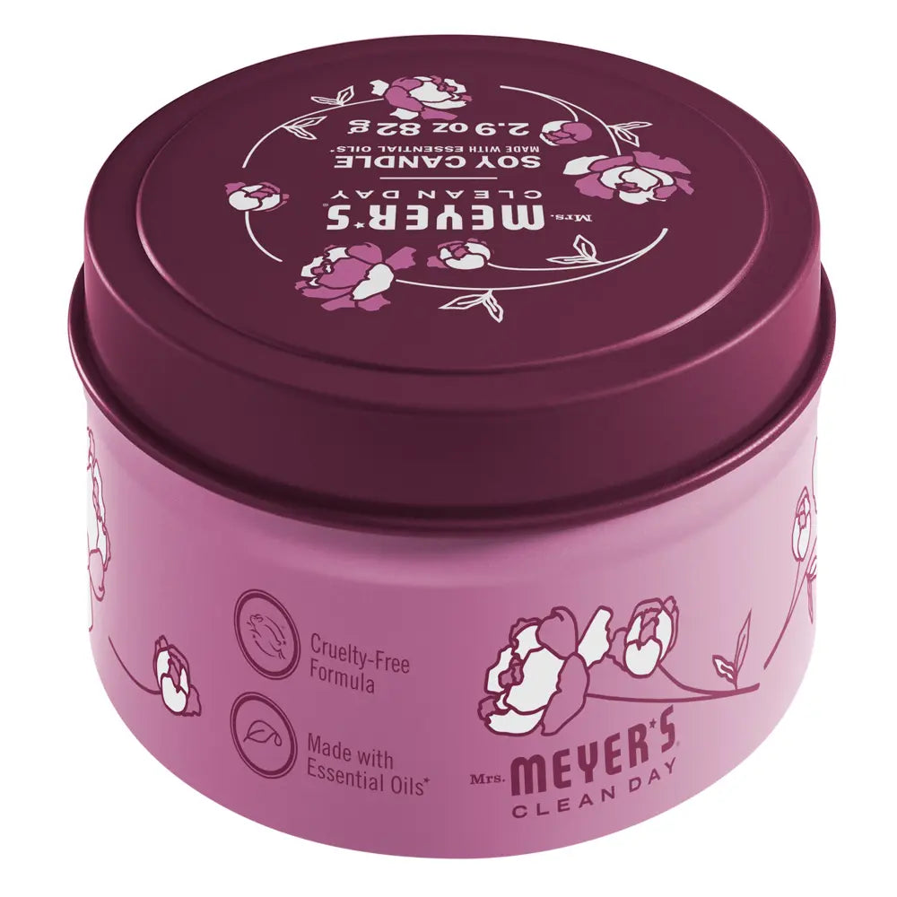 Peony Tin Candle Mrs. Meyers - with Garden-Inspired Scent