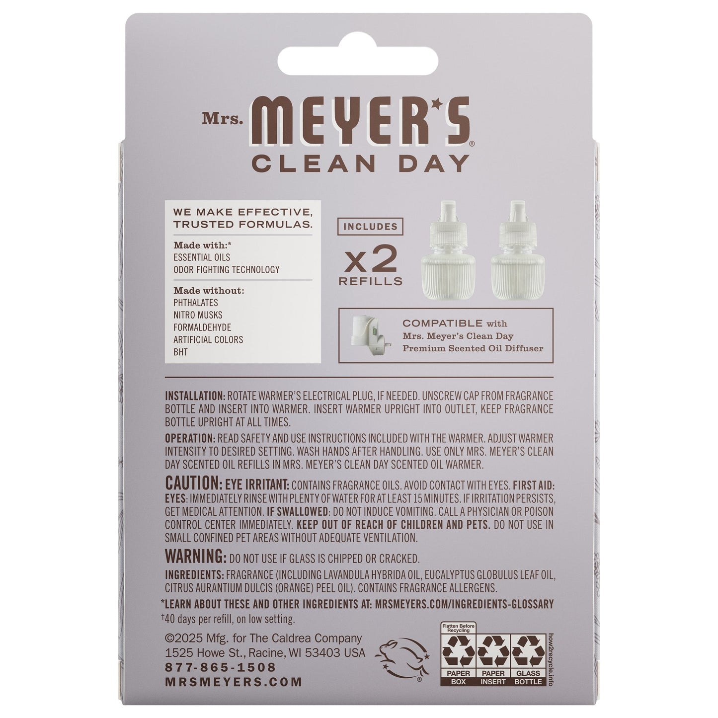 Lavender Plug In Scented Oil Refill 2 - Pack - with Garden-Inspired Scent