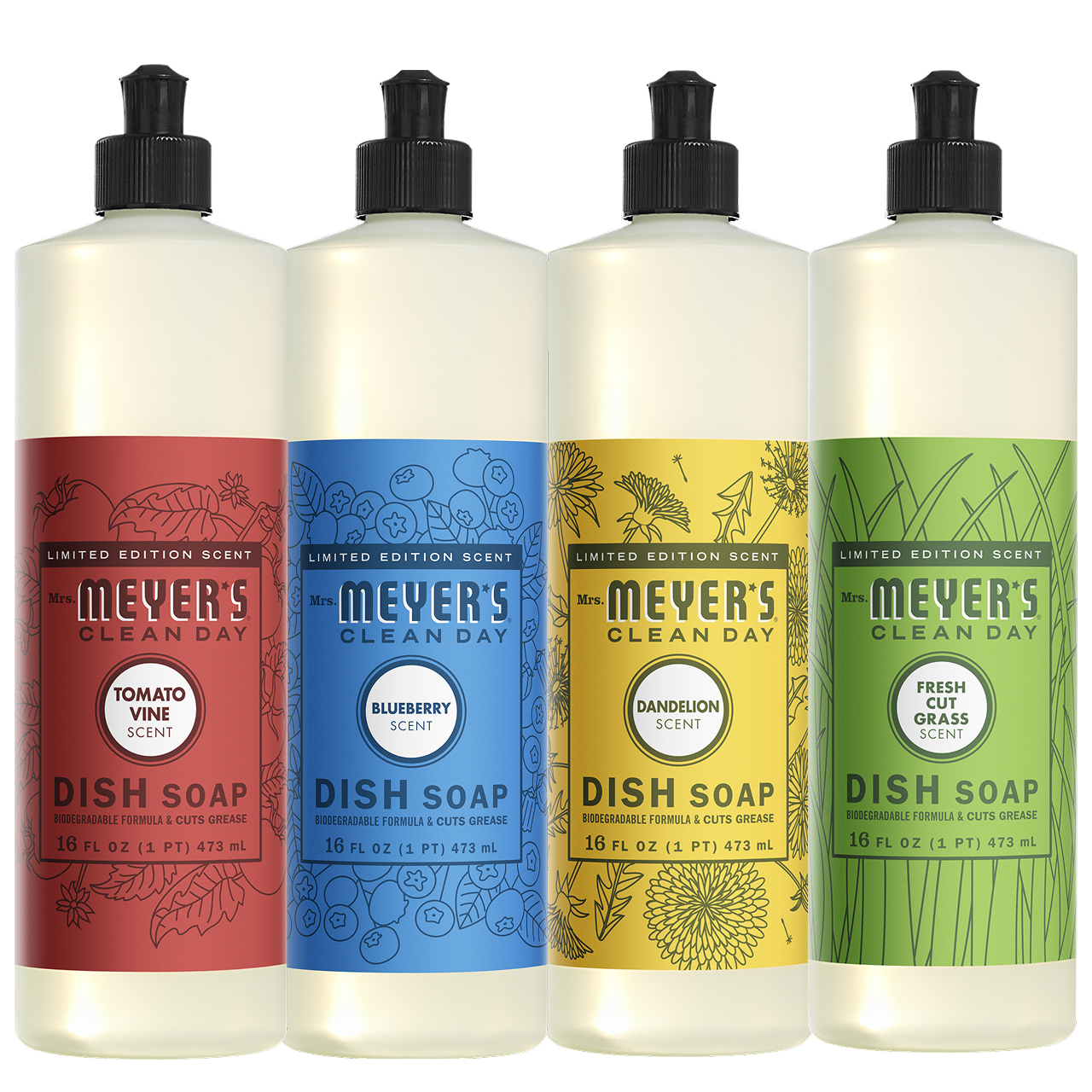 Mrs. Meyers Summer Seasonal Dish Soap Collection - with Kitchen Cleanup