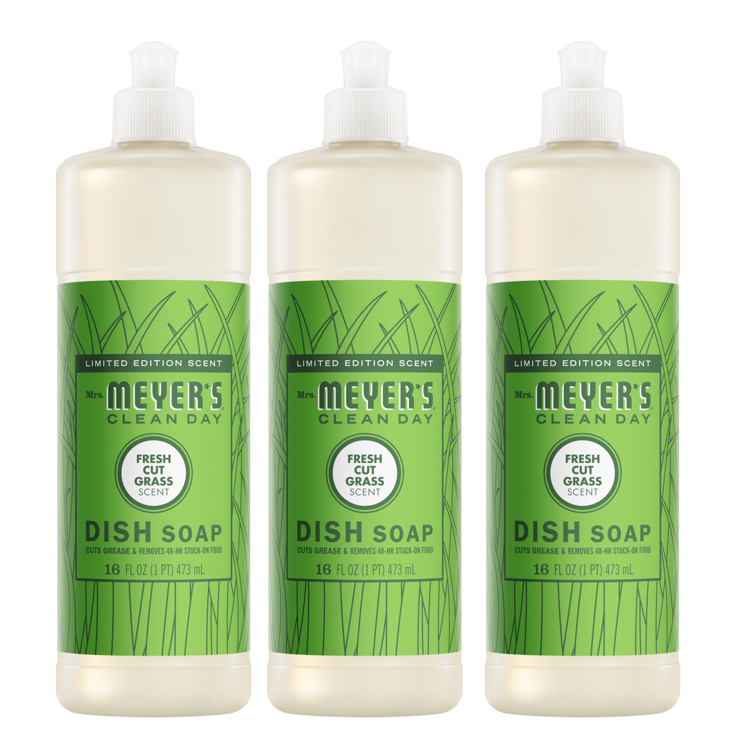 Mrs. Meyers Fresh Cut Grass Dish Soap 3 - count bundle - with Kitchen Cleanup