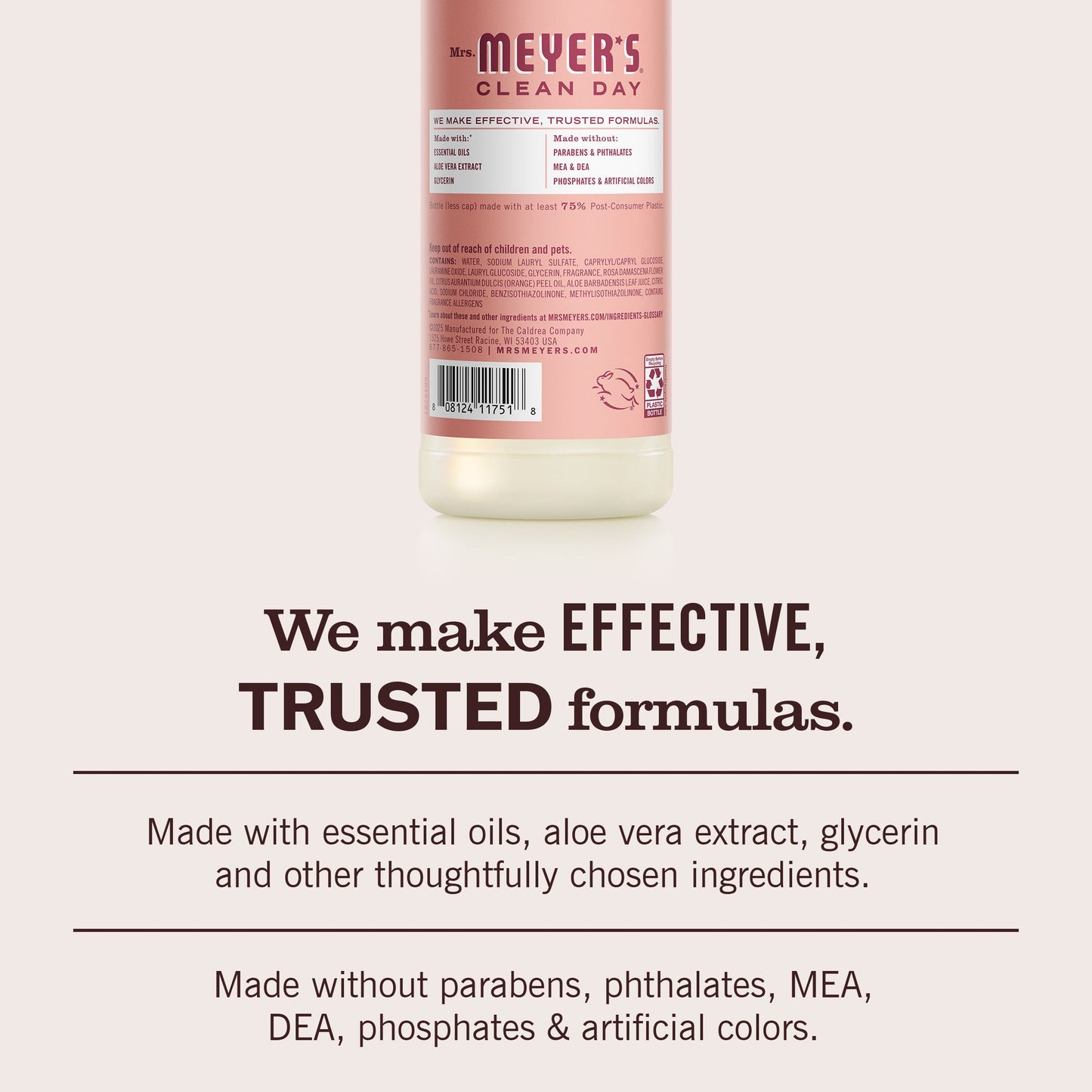 Mrs. Meyers Rose Dish Soap 3 - count bundle - with Kitchen Cleanup