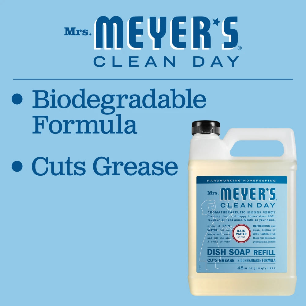 Mrs. Meyers Rain Water Dish Soap Refill - with Kitchen Cleanup