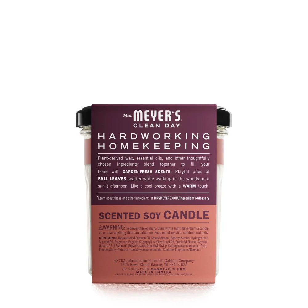 Mrs. Meyers Fall Leaves Soy Candle Large - with Garden-Inspired Scent