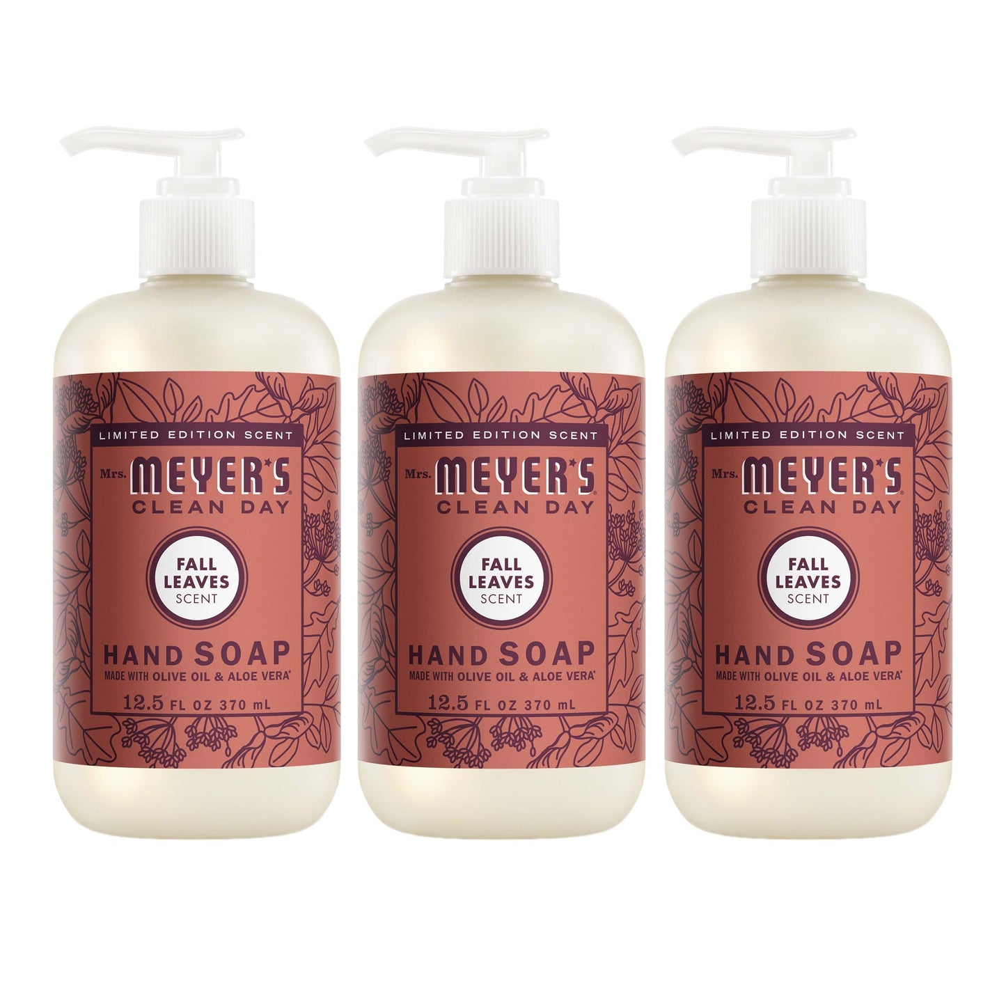 Mrs. Meyers Fall Leaves Liquid Hand Soap 3 - count Bundle - with Everyday Cleansing