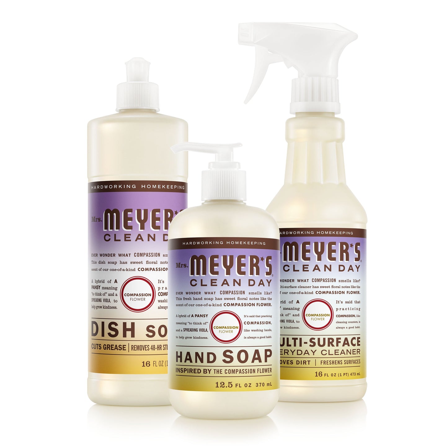 Mrs. Meyers Compassion Flower Kitchen Basics Set - with Everyday Cleansing