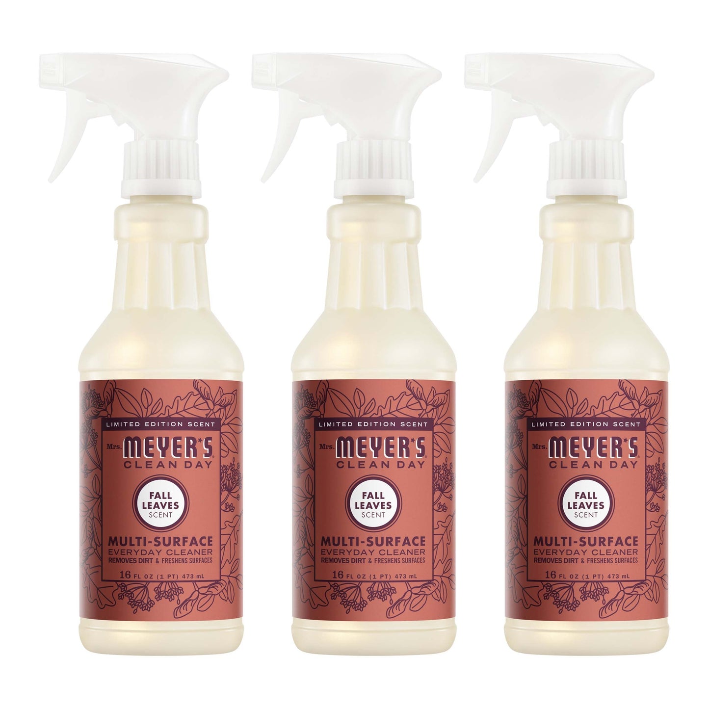 Mrs. Meyers Fall Leaves Multi - Surface Everyday Cleaner 3 - count Bundle - with Convenient Multi-Product Use