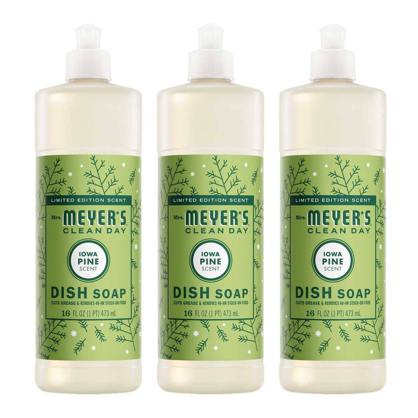 Mrs. Meyers Iowa Pine Dish Soap 3 - count bundle - with Kitchen Cleanup