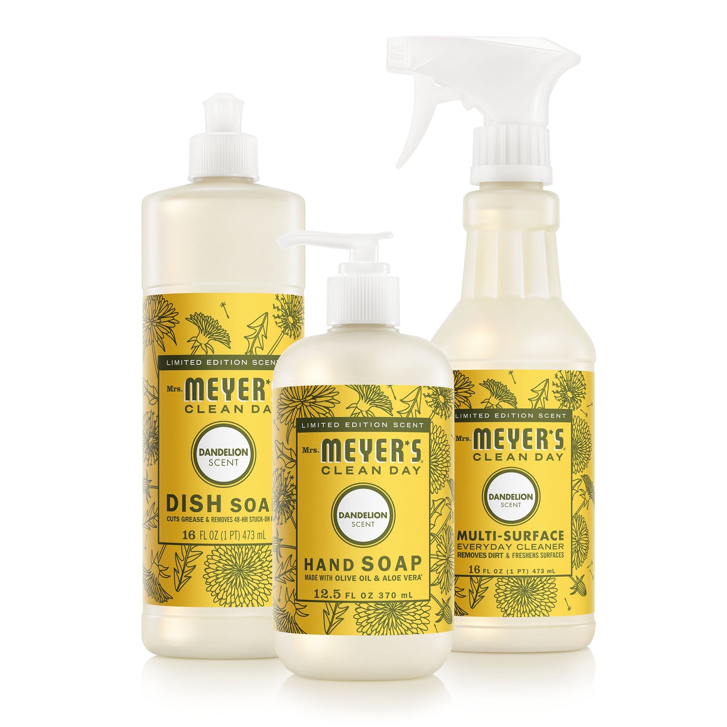 Mrs. Meyers Dandelion Kitchen Basics Set - Hand Care - with Everyday Cleansing