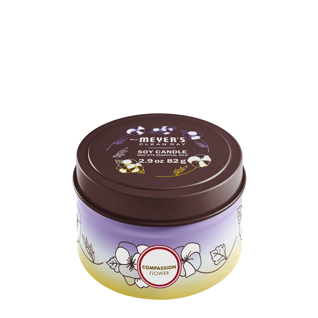 Mrs. Meyers Compassion Flower Tin Candle - with Garden-Inspired Scent