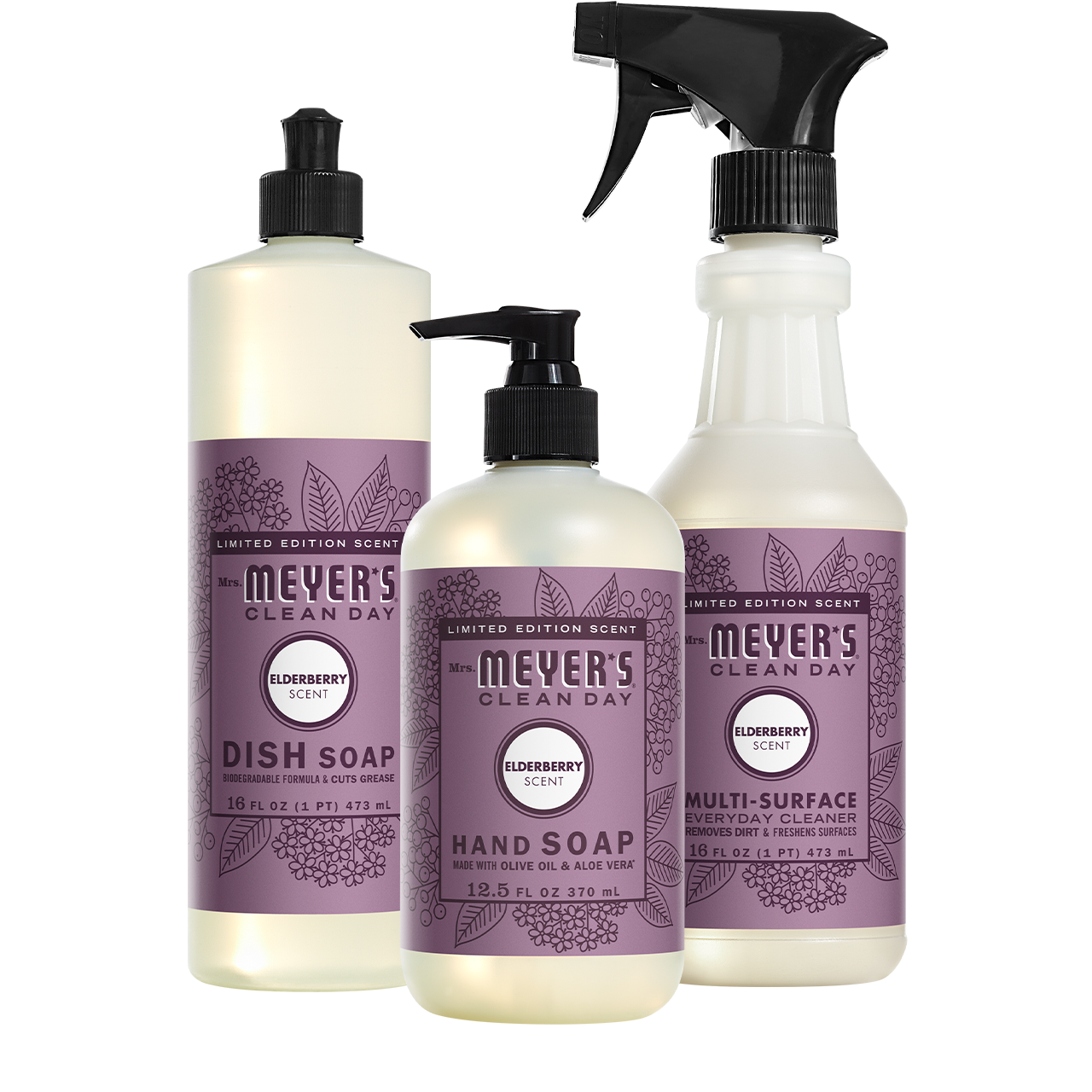 Mrs. Meyers Elderberry Kitchen Basics Set - with Everyday Cleansing