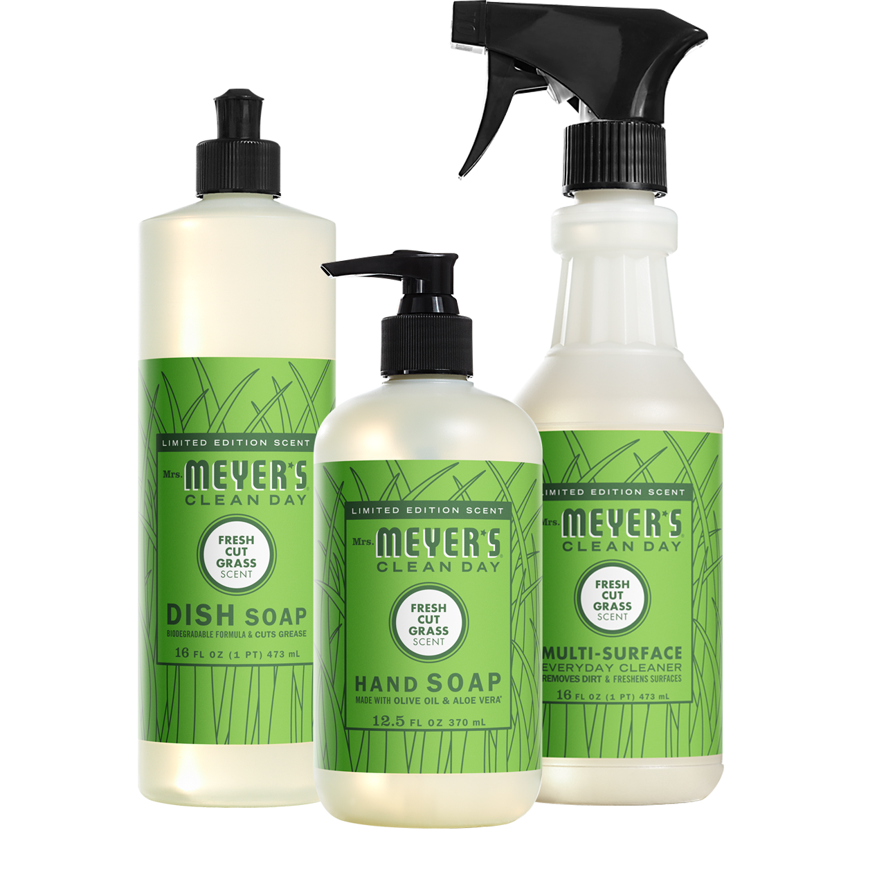 Mrs. Meyers Fresh Cut Grass Kitchen Basics Set - with Everyday Cleansing