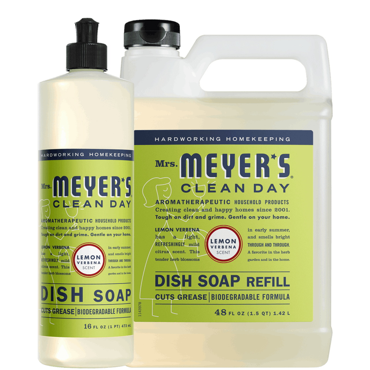Mrs. Meyers Lemon Verbena Dish Soap and Refill set - with Kitchen Cleanup