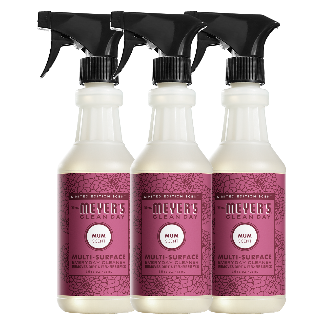 Mrs. Meyers Mum Multi - Surface Everyday Cleaner 3 - count Bundle - with Convenient Multi-Product Use