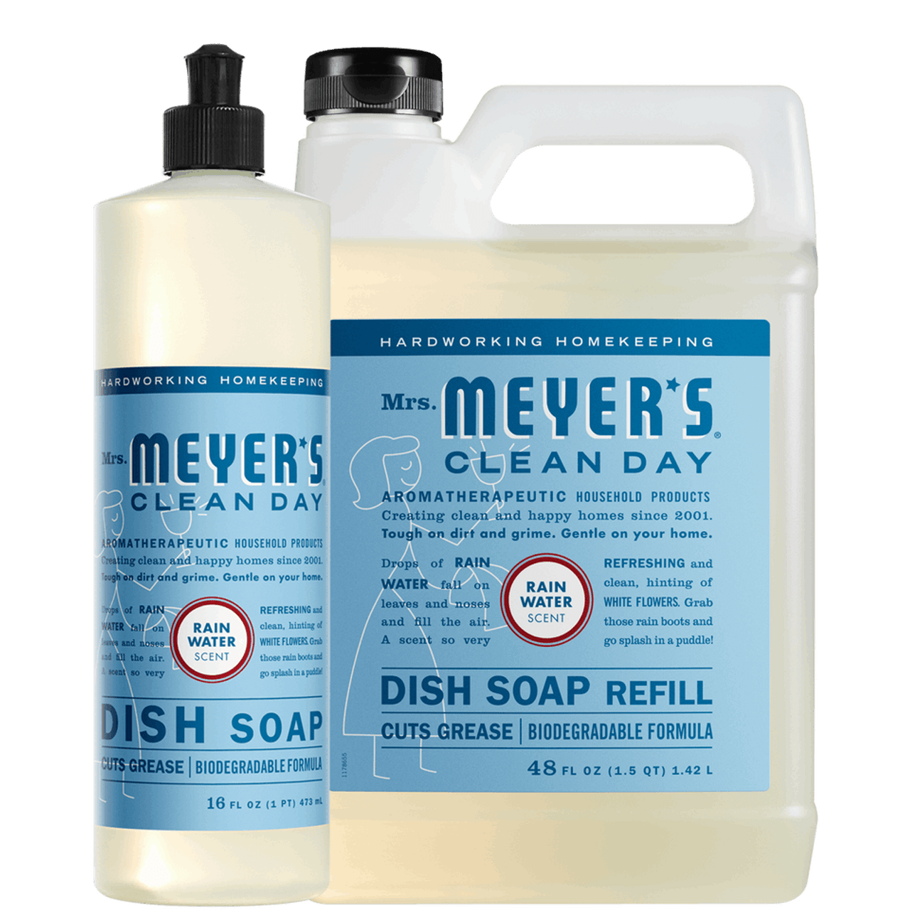 Mrs. Meyers Rain Water Dish Soap and Refill Set - with Kitchen Cleanup