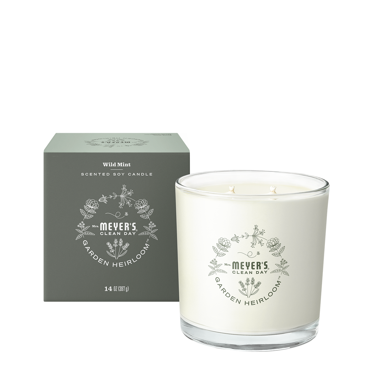 Mrs. Meyers Wild Mint Garden Heirloom Candle - with Garden-Inspired Scent