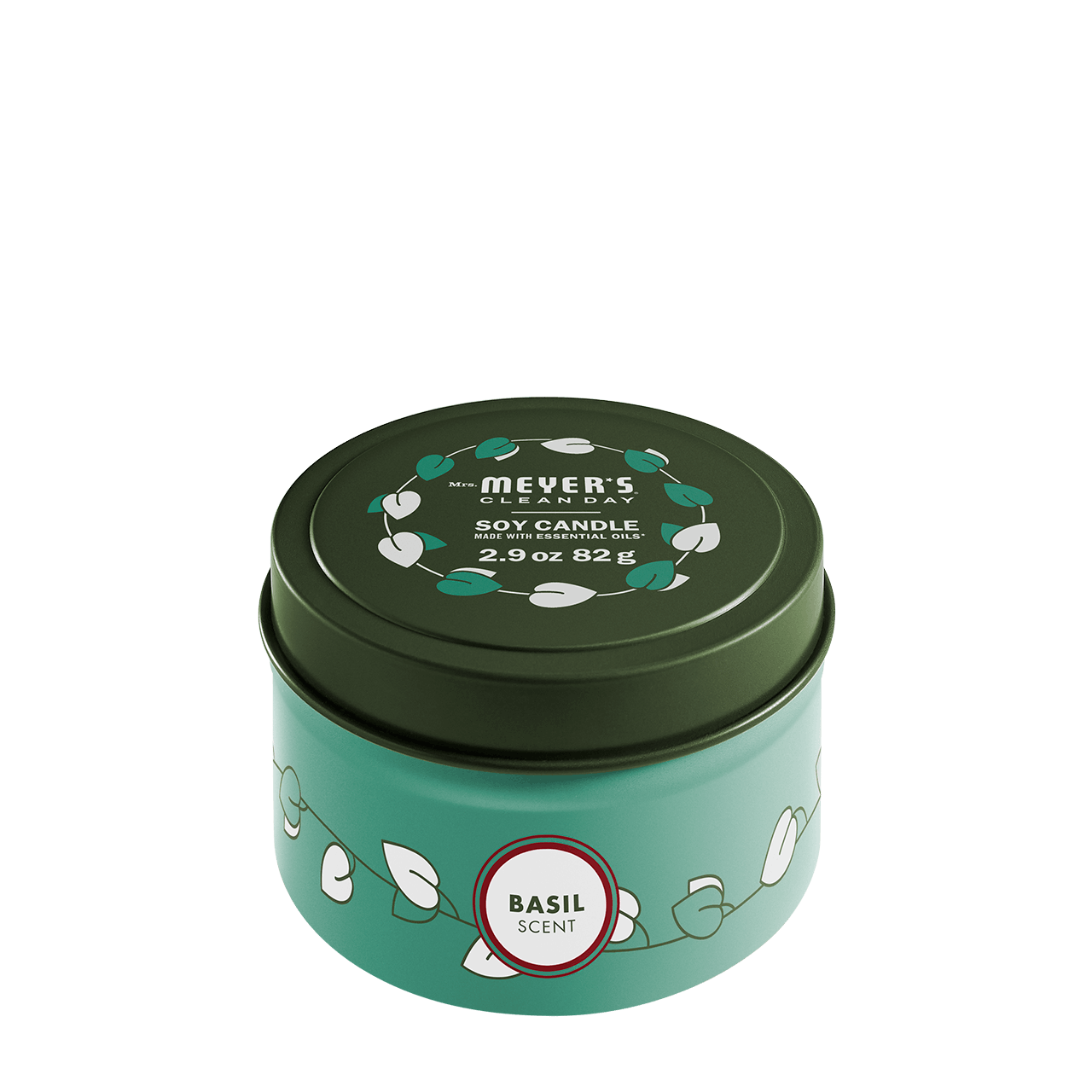 Basil Tin Candle Mrs. Meyers - with Garden-Inspired Scent