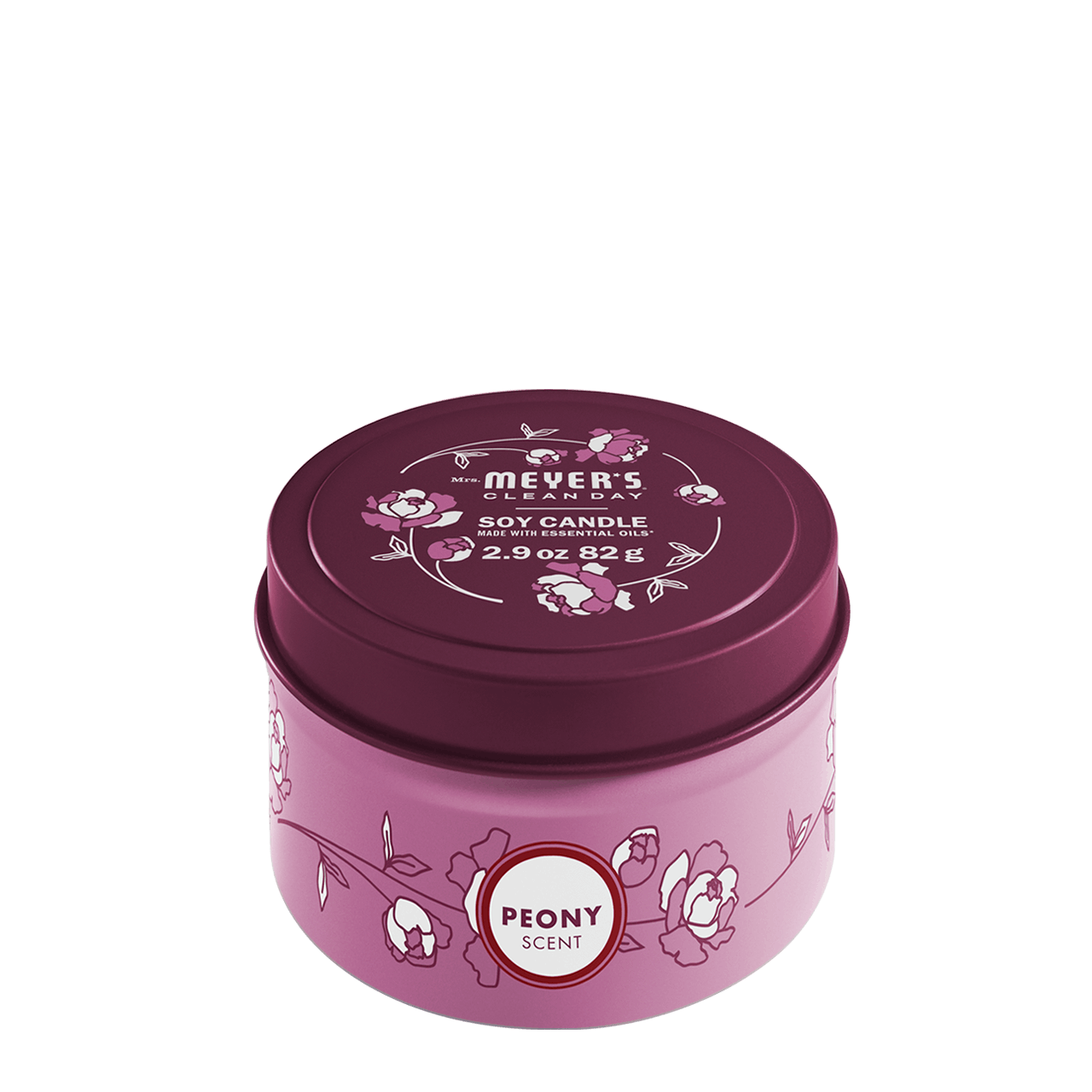 Peony Tin Candle Mrs. Meyers - with Garden-Inspired Scent