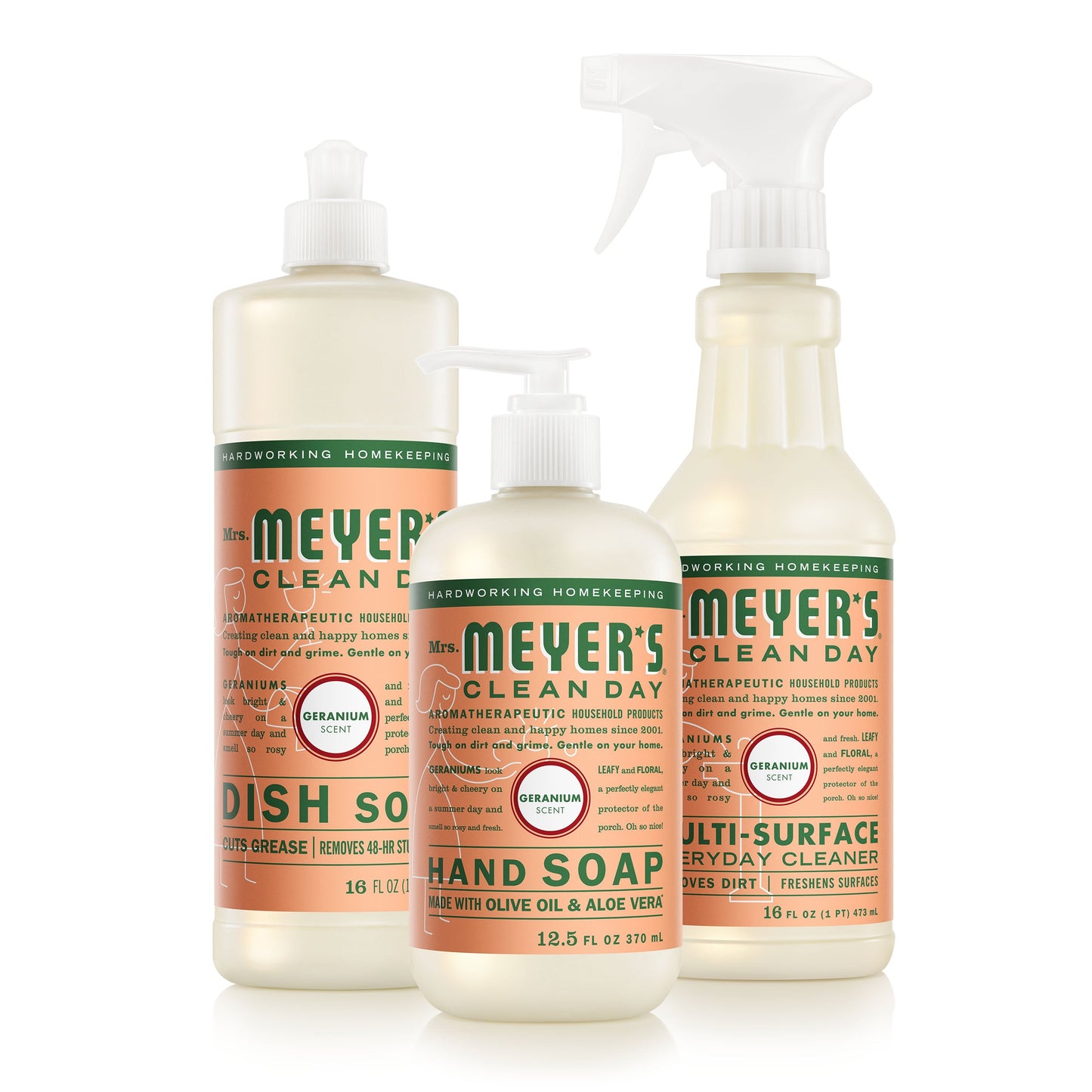 Mrs. Meyers Geranium Kitchen Basics Set - with Everyday Cleansing
