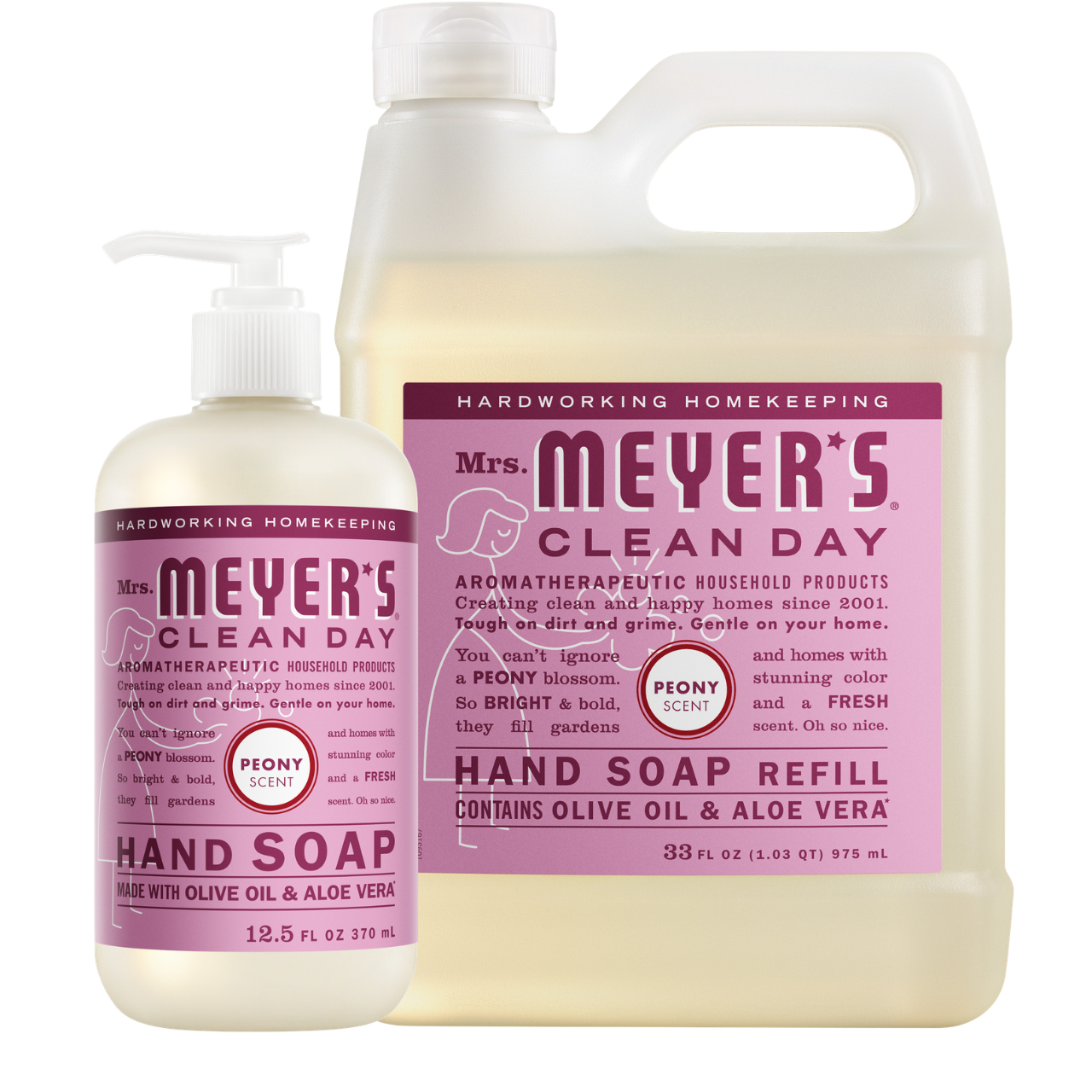 Peony Liquid Hand Soap and Refill Set - with Everyday Cleansing