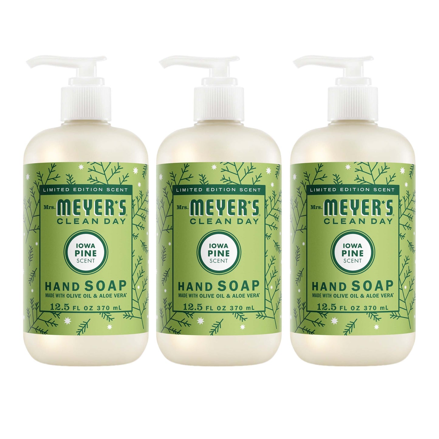 Mrs. Meyers Iowa Pine Liquid Hand Soap 3 - count Bundle - with Everyday Cleansing