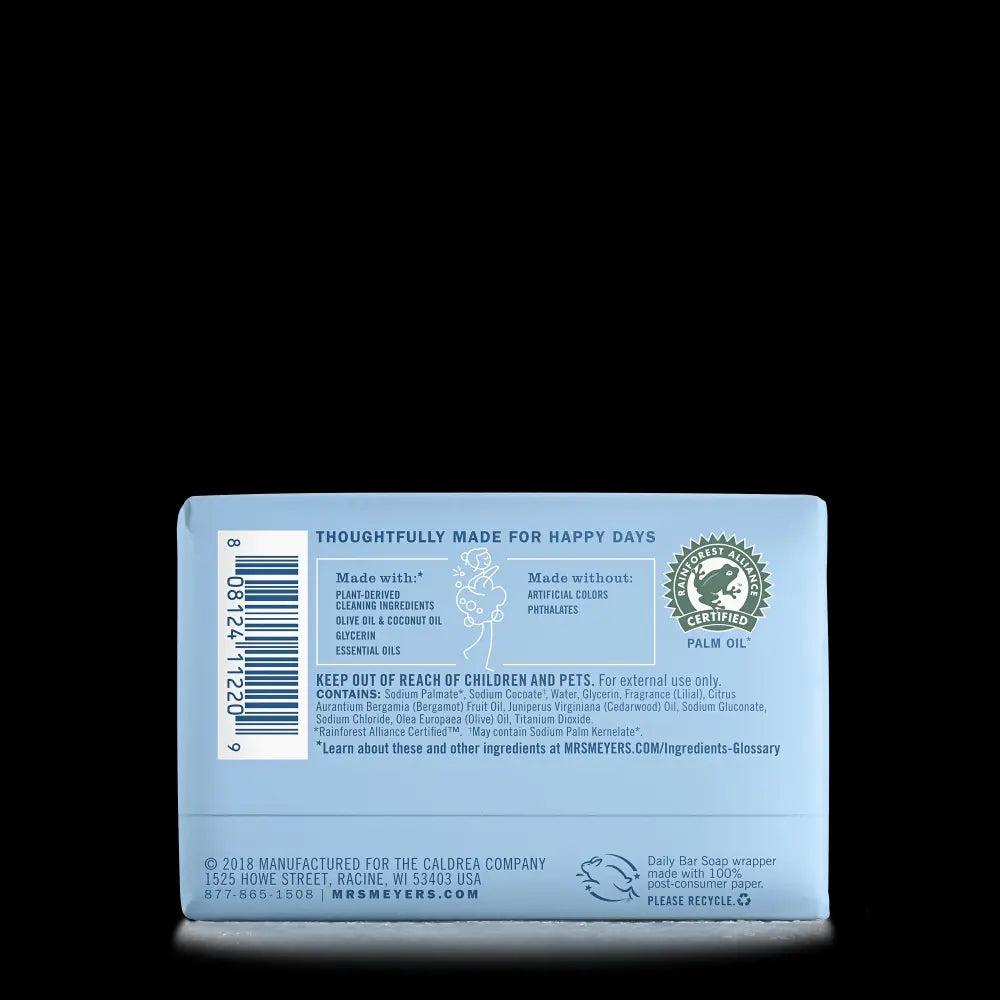 Mrs. Meyers Rain Water Daily Bar Soap - with Daily Cleansing