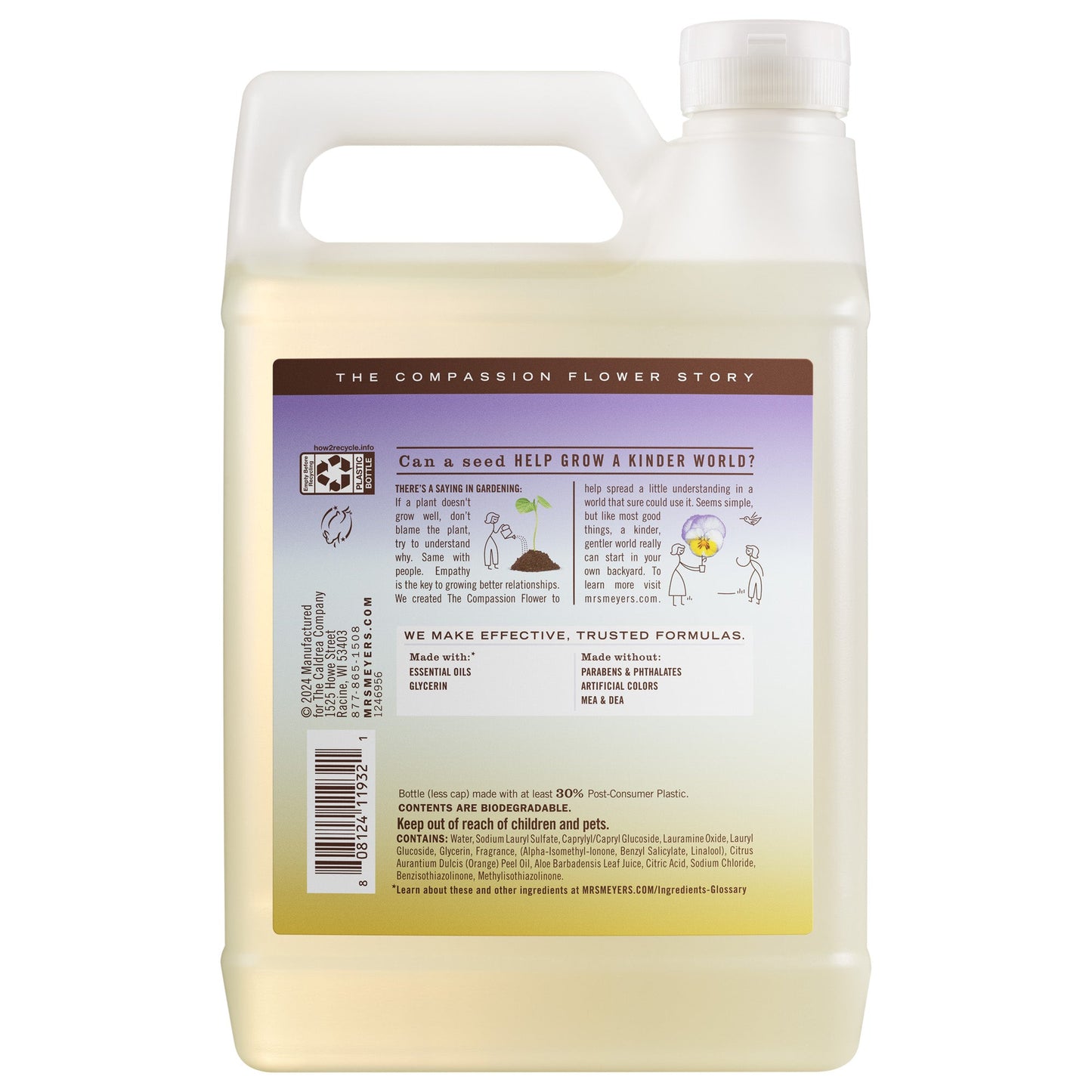 Mrs. Meyers Compassion Flower Dish Soap Refill - with Kitchen Cleanup