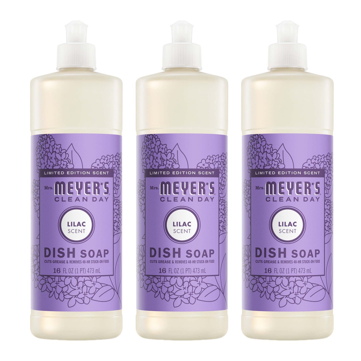Mrs. Meyers Lilac Dish Soap 3 - count bundle - with Kitchen Cleanup