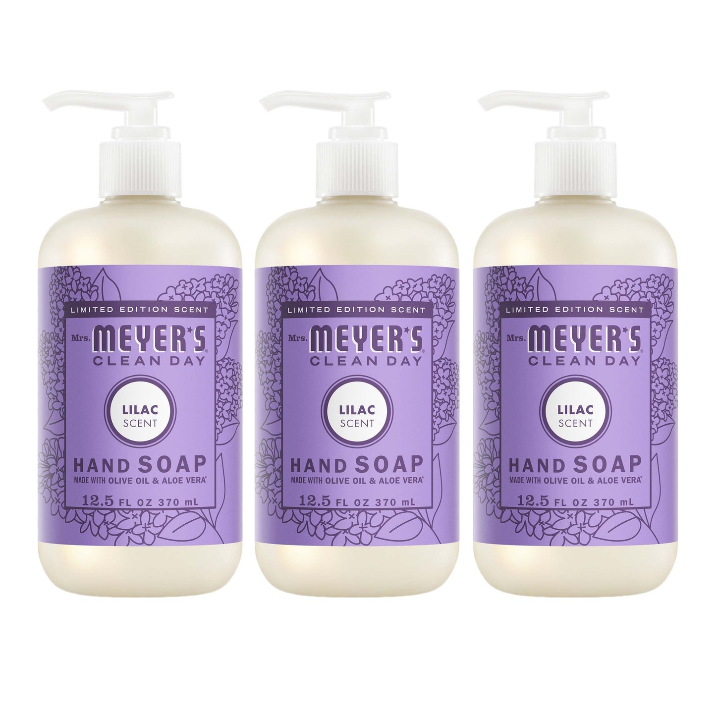 Mrs. Meyers Lilac Liquid Hand Soap 3 - count Bundle - with Everyday Cleansing