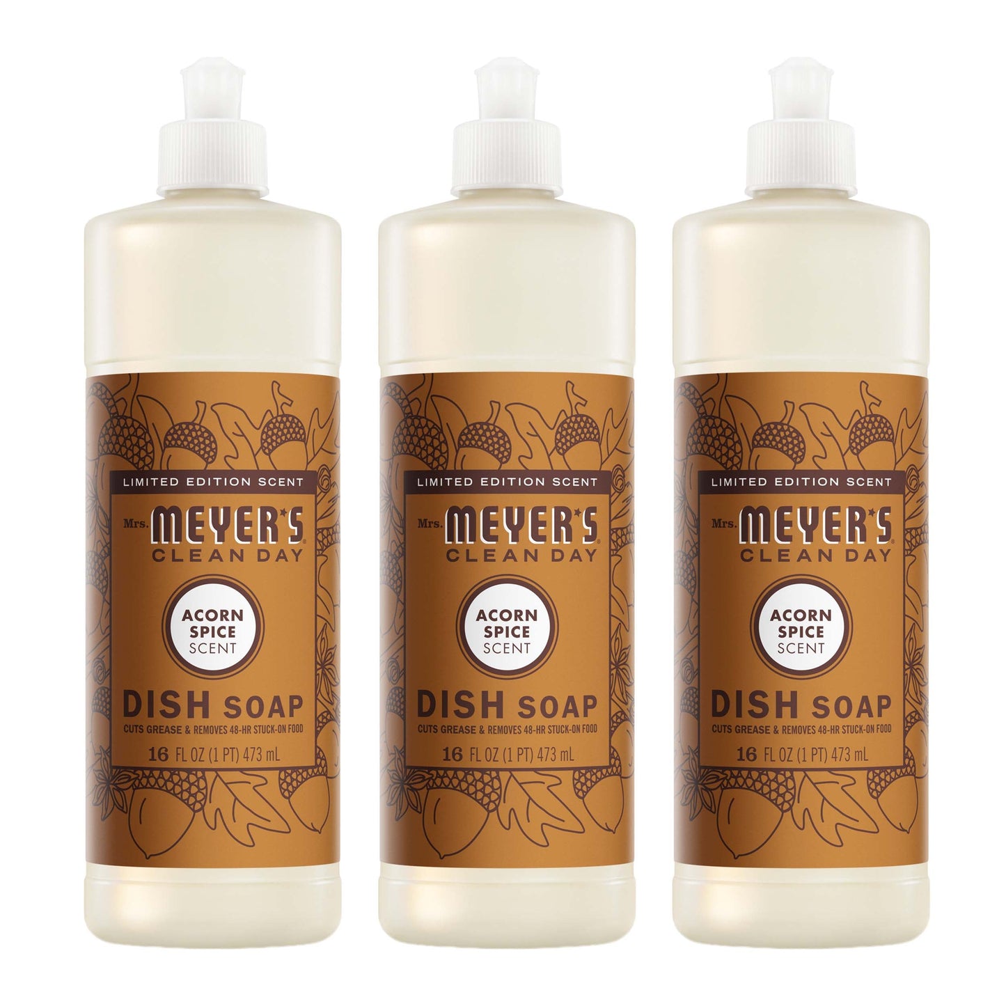 Mrs. Meyers Acorn Spice Dish Soap 3 - count bundle - with Kitchen Cleanup