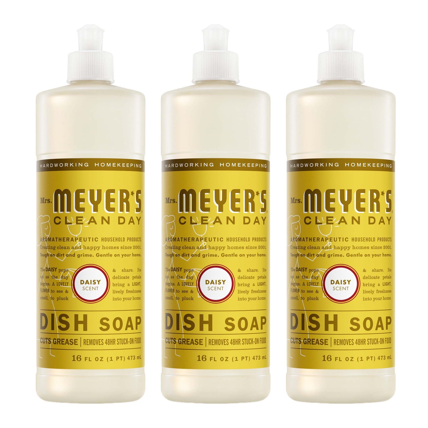 Mrs. Meyers Daisy Dish Soap 3 - count bundle - with Kitchen Cleanup