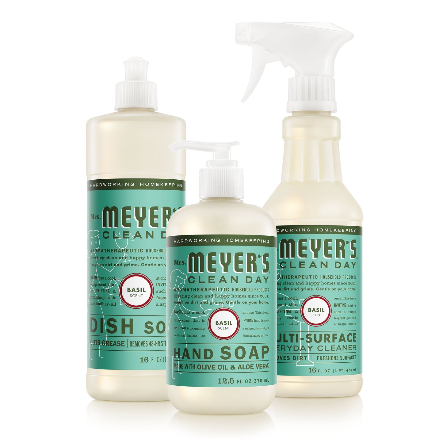 Mrs. Meyers Basil Kitchen Basics Set - with Everyday Cleansing