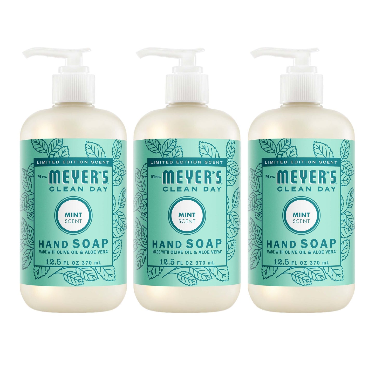 Mrs. Meyers Mint Liquid Hand Soap 3 - count Bundle - with Everyday Cleansing