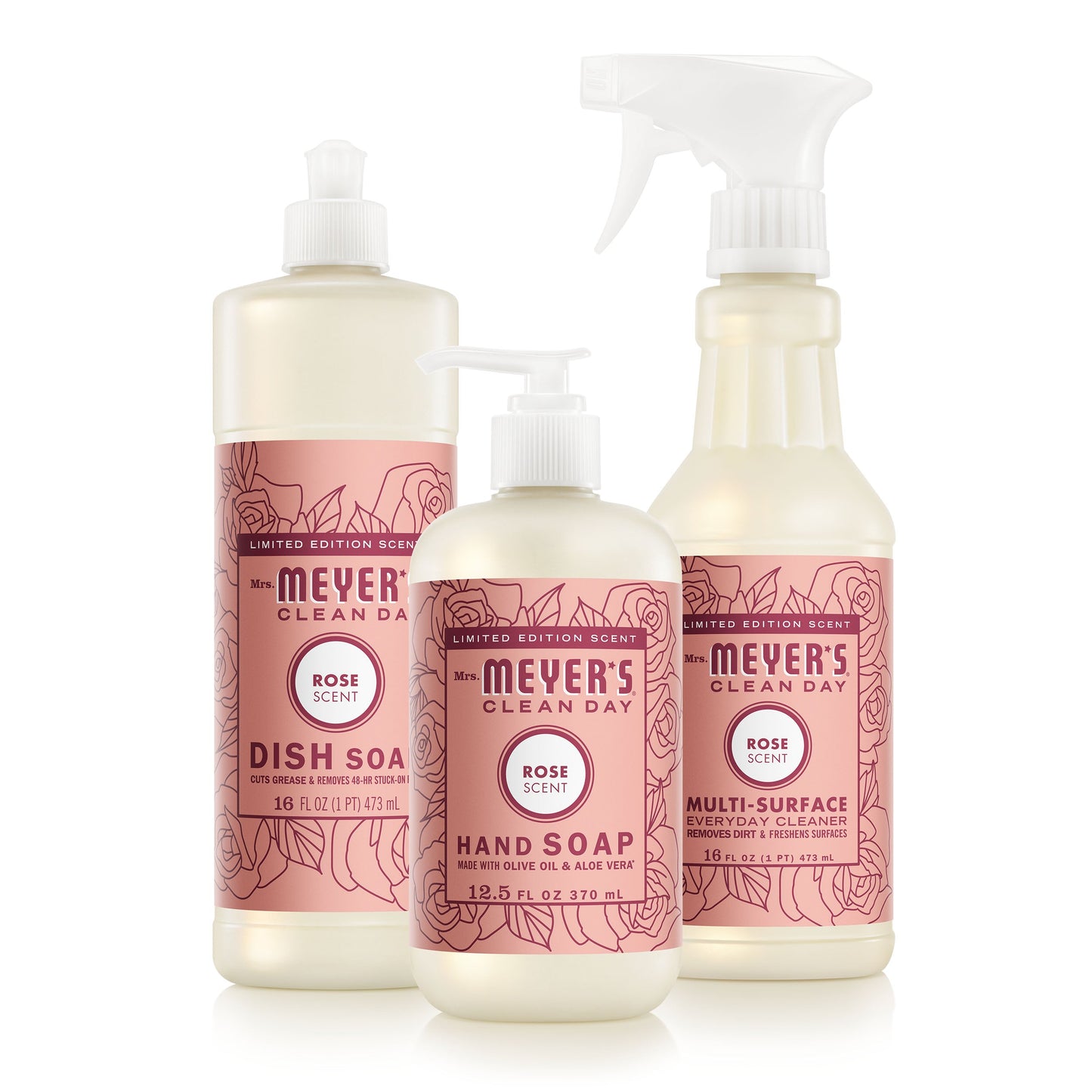 Mrs. Meyers Rose Kitchen Basics Set - with Everyday Cleansing