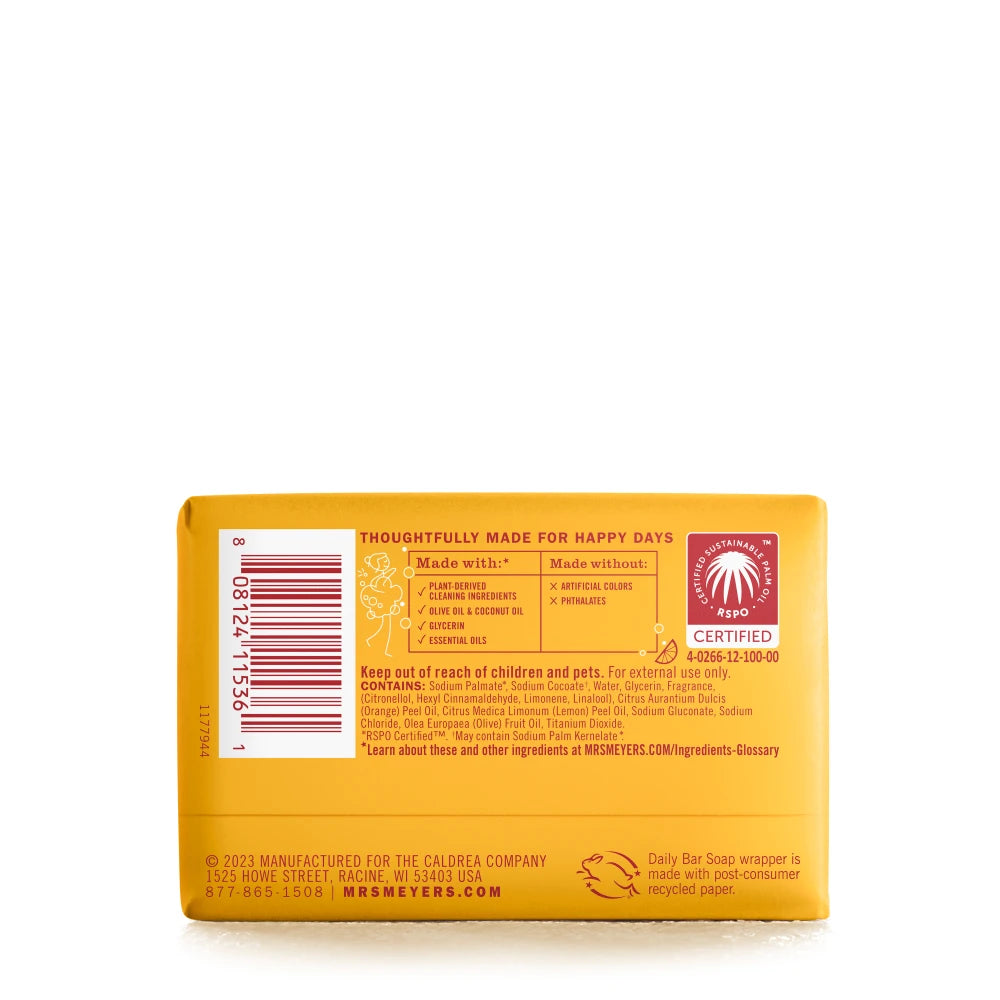 Mrs. Meyers Clementine Daily Bar Soap - with Daily Cleansing