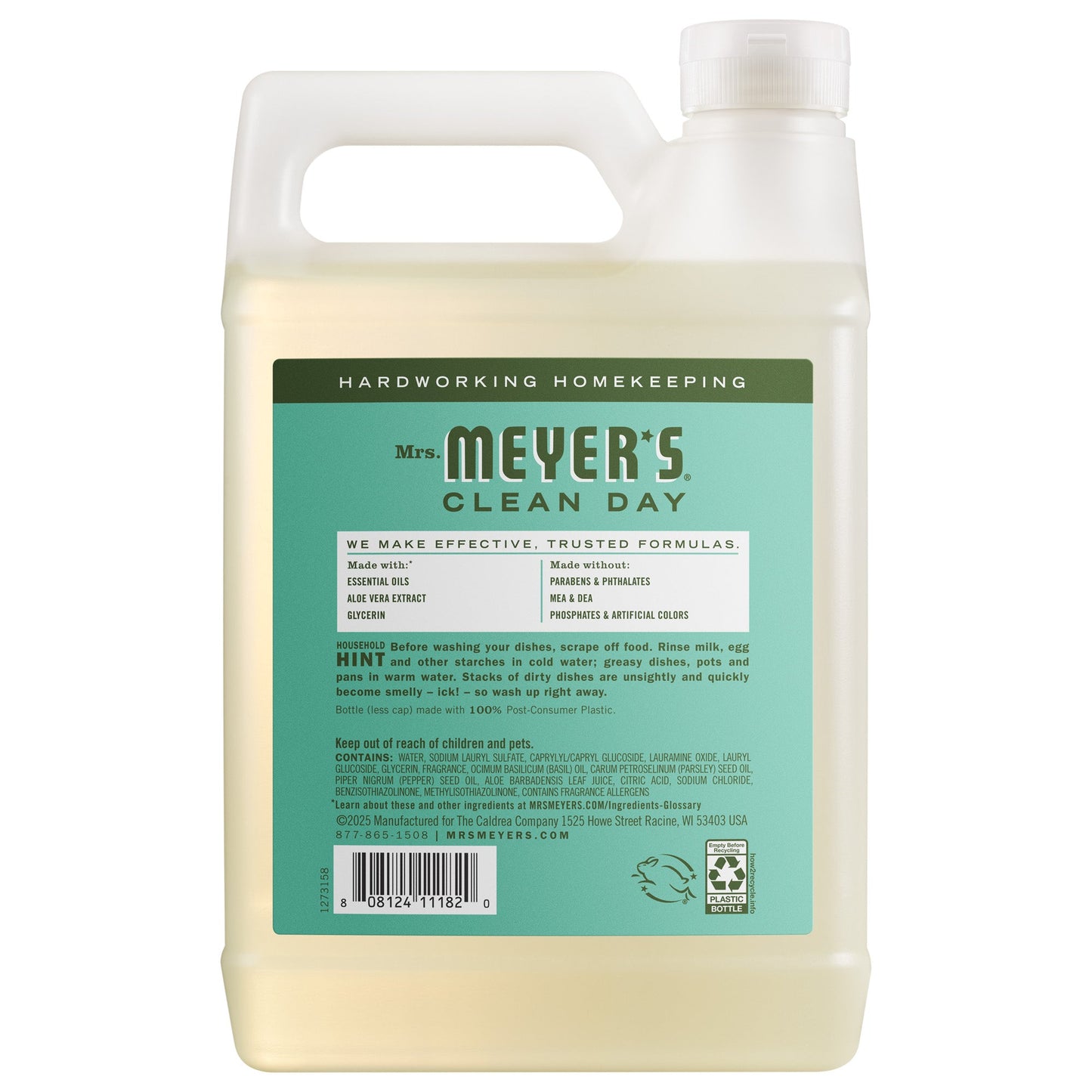 Mrs. Meyers Basil Dish Soap Refill - with Kitchen Cleanup